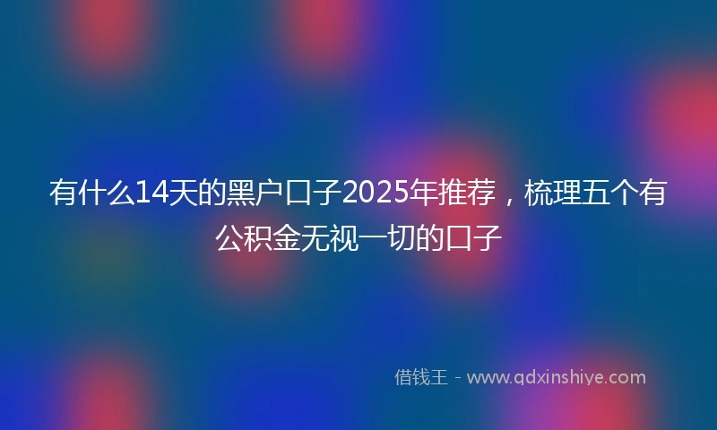 有什么14天的黑户口子2025年推荐，梳理五个有公积金无视一切的口子