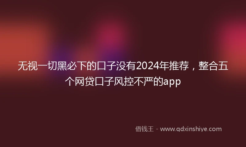 无视一切黑必下的口子没有2024年推荐，整合五个网贷口子风控不严的app