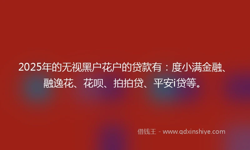 2025年的无视黑户花户的贷款有：度小满金融、融逸花、花呗、拍拍贷、平安i贷等。
