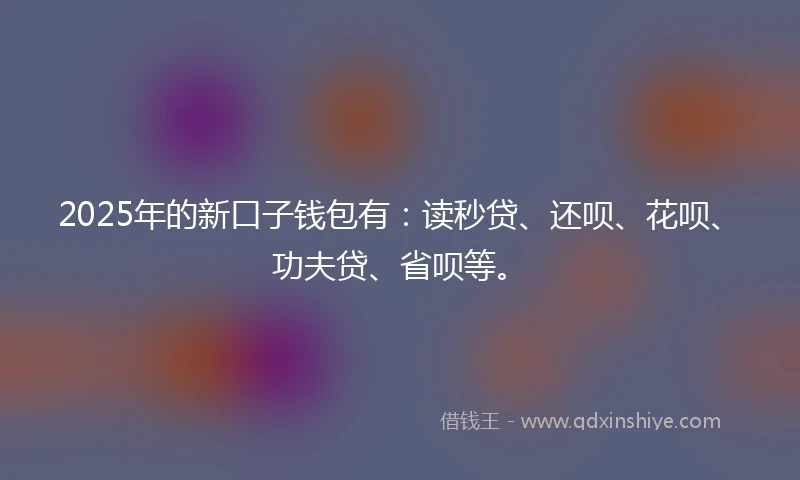 2025年的新口子钱包有：读秒贷、还呗、花呗、功夫贷、省呗等。