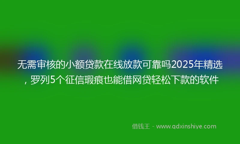 无需审核的小额贷款在线放款可靠吗2025年精选，罗列5个征信瑕疵也能借网贷轻松下款的软件