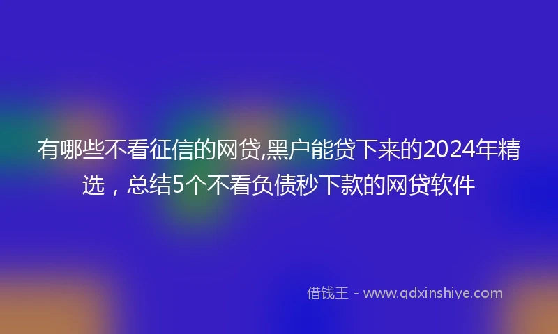 有哪些不看征信的网贷,黑户能贷下来的2024年精选，总结5个不看负债秒下款的网贷软件