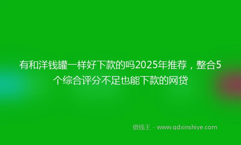 有和洋钱罐一样好下款的吗2025年推荐，整合5个综合评分不足也能下款的网贷