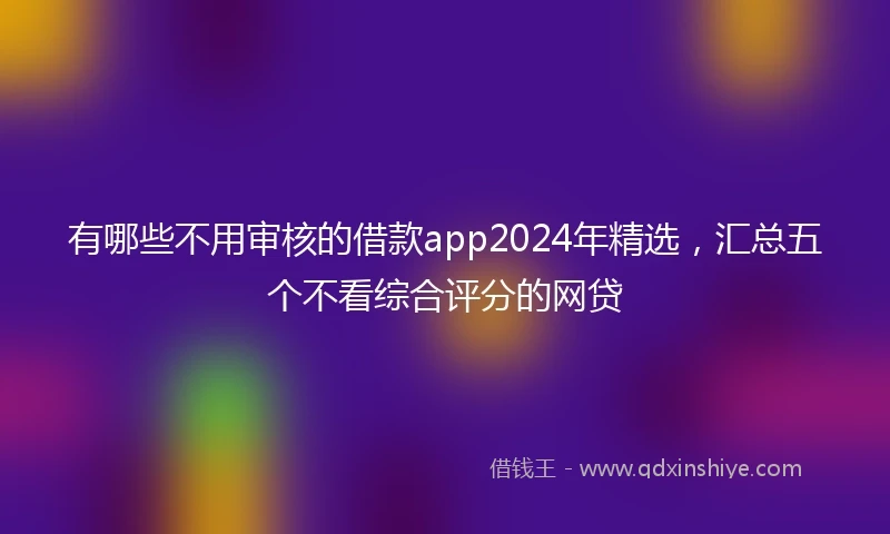 有哪些不用审核的借款app2024年精选，汇总五个不看综合评分的网贷