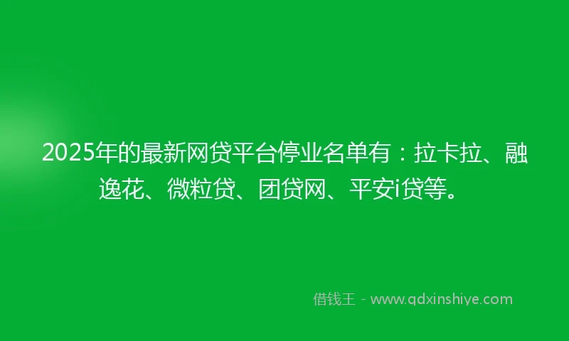 2025年的最新网贷平台停业名单有：拉卡拉、融逸花、微粒贷、团贷网、平安i贷等。