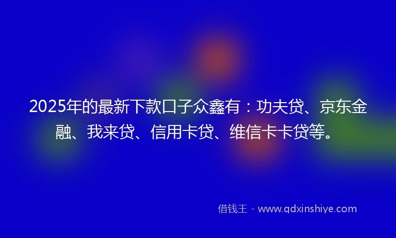 2025年的最新下款口子众鑫有：功夫贷、京东金融、我来贷、信用卡贷、维信卡卡贷等。