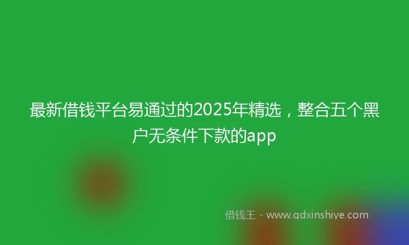 最新借钱平台易通过的2025年精选，整合五个黑户无条件下款的app