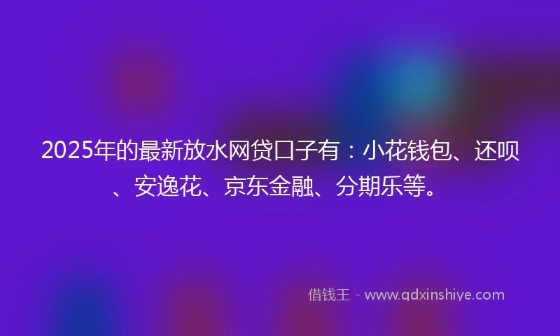 2025年的最新放水网贷口子有：小花钱包、还呗、安逸花、京东金融、分期乐等。