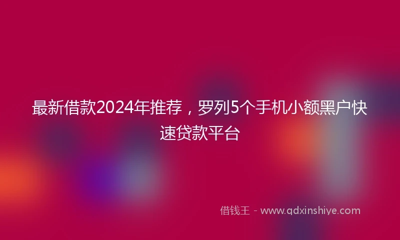 最新借款2024年推荐，罗列5个手机小额黑户快速贷款平台