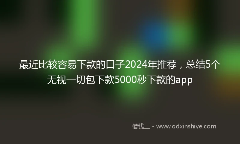 最近比较容易下款的口子2024年推荐，总结5个无视一切包下款5000秒下款的app
