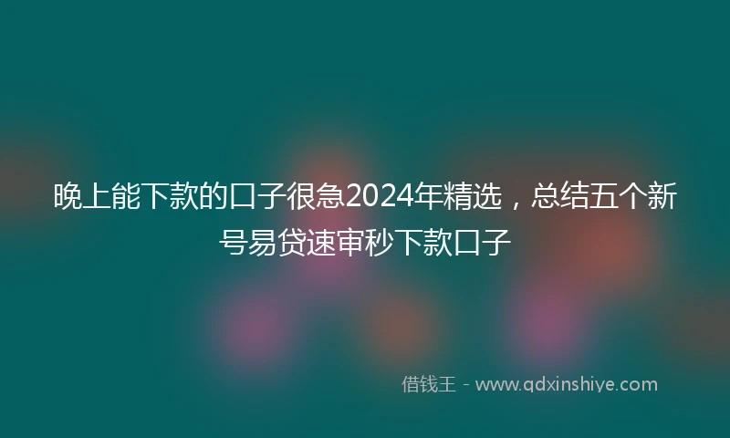 晚上能下款的口子很急2024年精选，总结五个新号易贷速审秒下款口子
