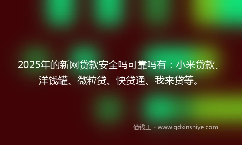 2025年的新网贷款安全吗可靠吗有：小米贷款、洋钱罐、微粒贷、快贷通、我来贷等。