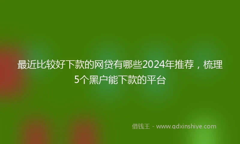 最近比较好下款的网贷有哪些2024年推荐，梳理5个黑户能下款的平台