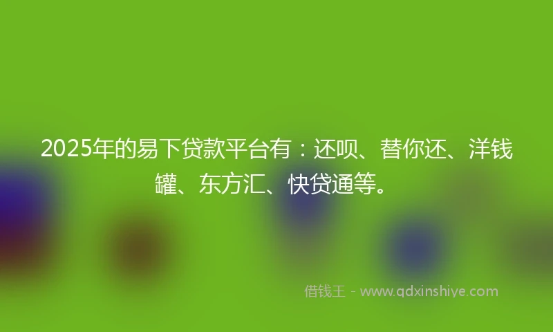 2025年的易下贷款平台有：还呗、替你还、洋钱罐、东方汇、快贷通等。