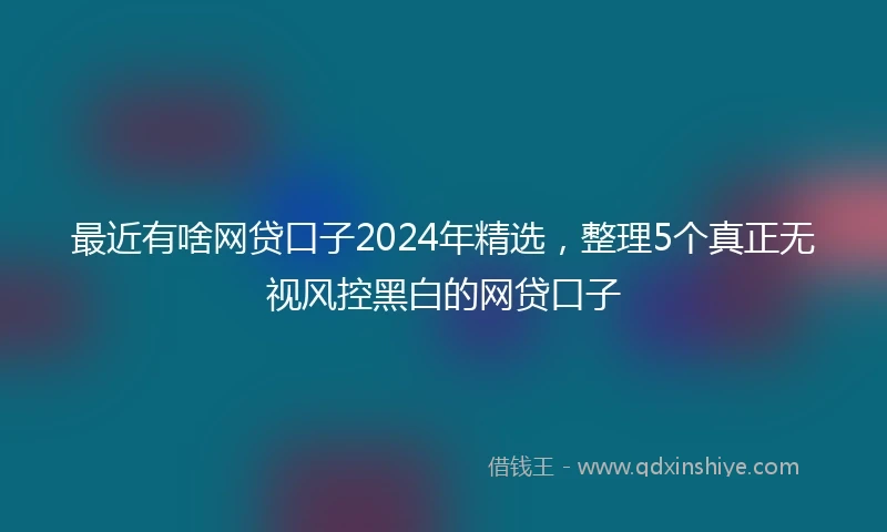 最近有啥网贷口子2024年精选，整理5个真正无视风控黑白的网贷口子