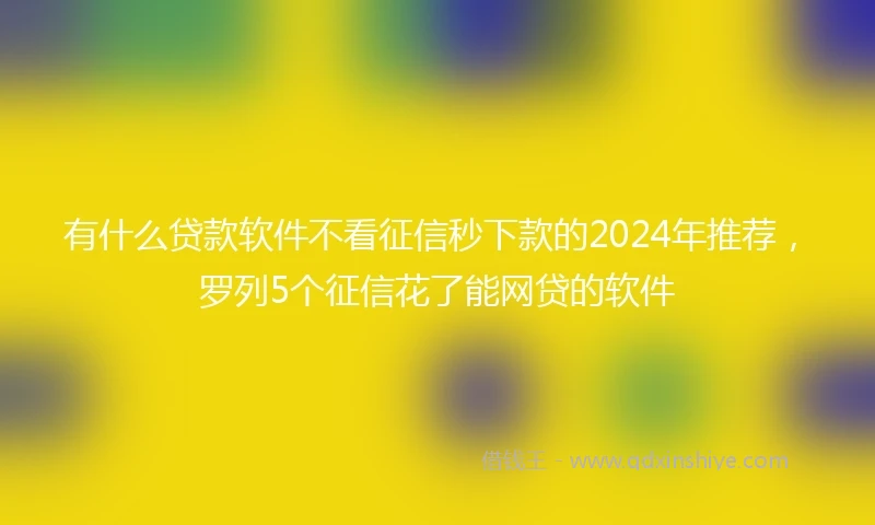 有什么贷款软件不看征信秒下款的2024年推荐，罗列5个征信花了能网贷的软件