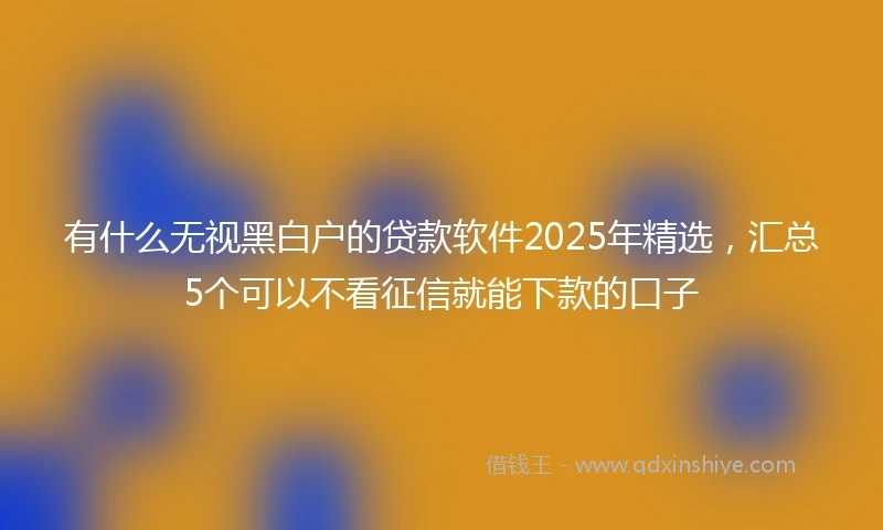 有什么无视黑白户的贷款软件2025年精选，汇总5个可以不看征信就能下款的口子