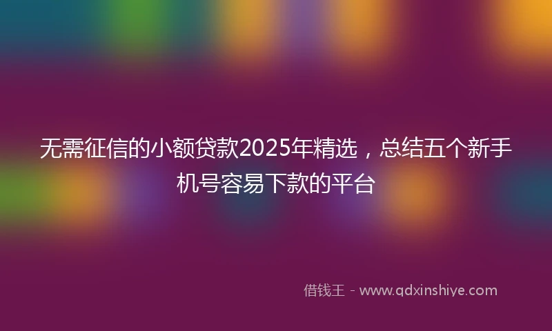 无需征信的小额贷款2025年精选，总结五个新手机号容易下款的平台