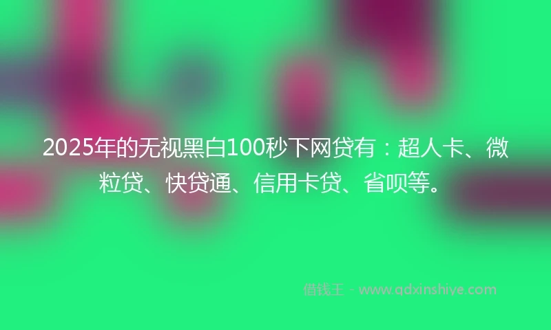 2025年的无视黑白100秒下网贷有：超人卡、微粒贷、快贷通、信用卡贷、省呗等。