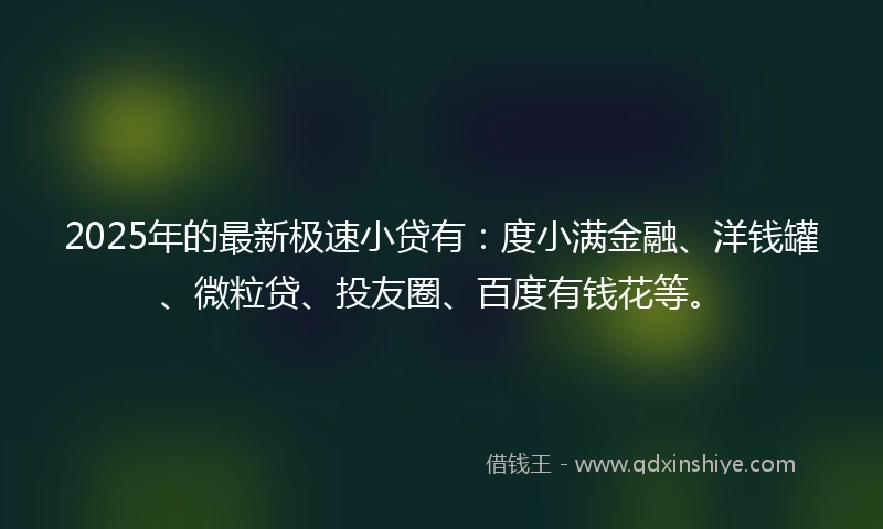 2025年的最新极速小贷有：度小满金融、洋钱罐、微粒贷、投友圈、百度有钱花等。