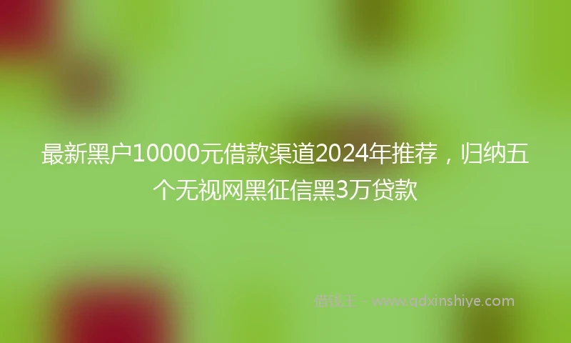 最新黑户10000元借款渠道2024年推荐，归纳五个无视网黑征信黑3万贷款