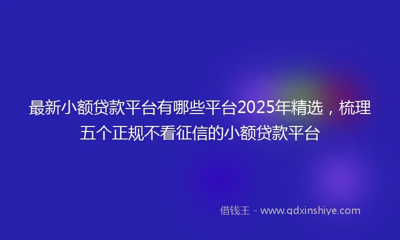 最新小额贷款平台有哪些平台2025年精选，梳理五个正规不看征信的小额贷款平台