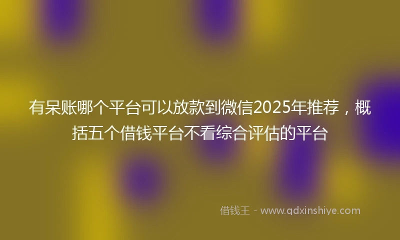 有呆账哪个平台可以放款到微信2025年推荐，概括五个借钱平台不看综合评估的平台