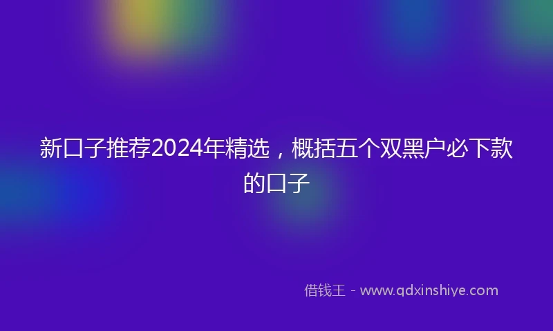 新口子推荐2024年精选，概括五个双黑户必下款的口子
