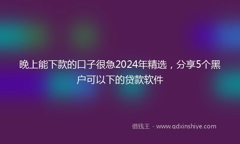 晚上能下款的口子很急2024年精选，分享5个黑户可以下的贷款软件