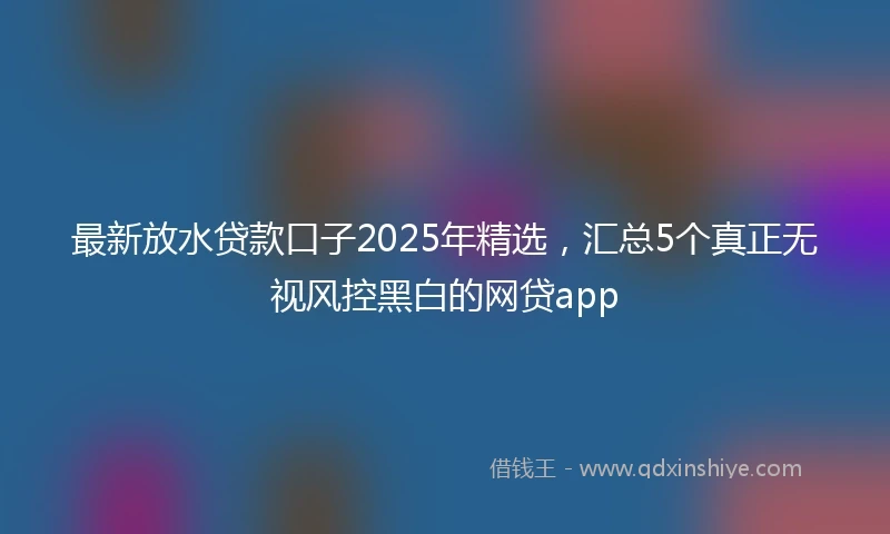 最新放水贷款口子2025年精选，汇总5个真正无视风控黑白的网贷app