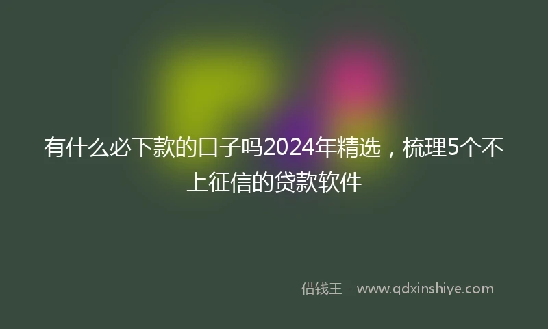 有什么必下款的口子吗2024年精选，梳理5个不上征信的贷款软件