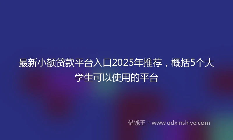 最新小额贷款平台入口2025年推荐，概括5个大学生可以使用的平台
