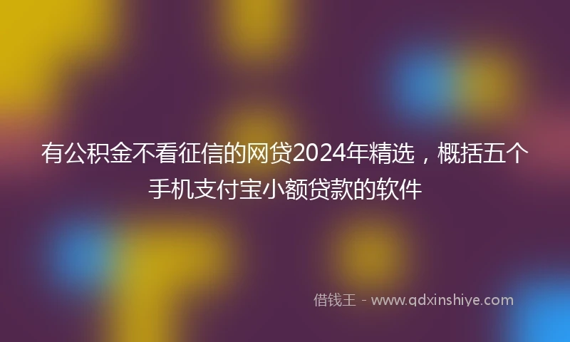 有公积金不看征信的网贷2024年精选，概括五个手机支付宝小额贷款的软件