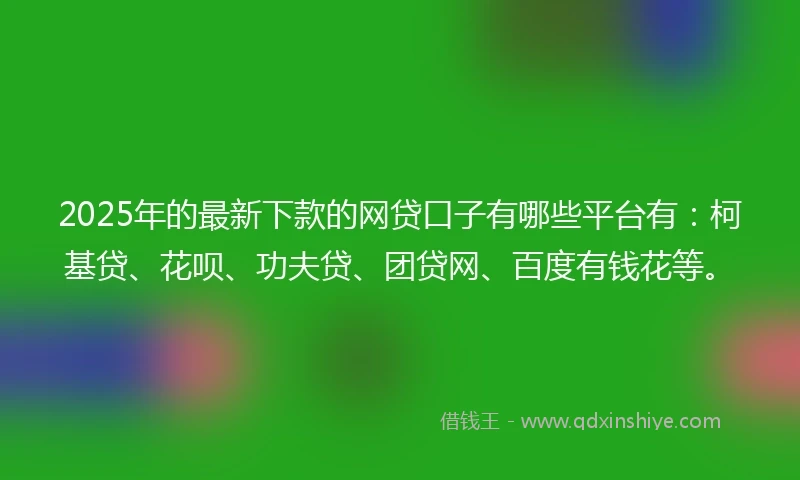 2025年的最新下款的网贷口子有哪些平台有：柯基贷、花呗、功夫贷、团贷网、百度有钱花等。