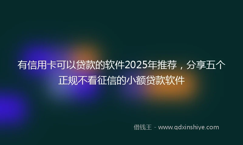 有信用卡可以贷款的软件2025年推荐,分享五个正规不看征信的小额贷款软件