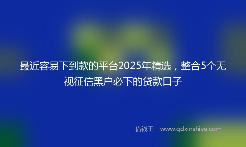 最近容易下到款的平台2025年精选，整合5个无视征信黑户必下的贷款口子