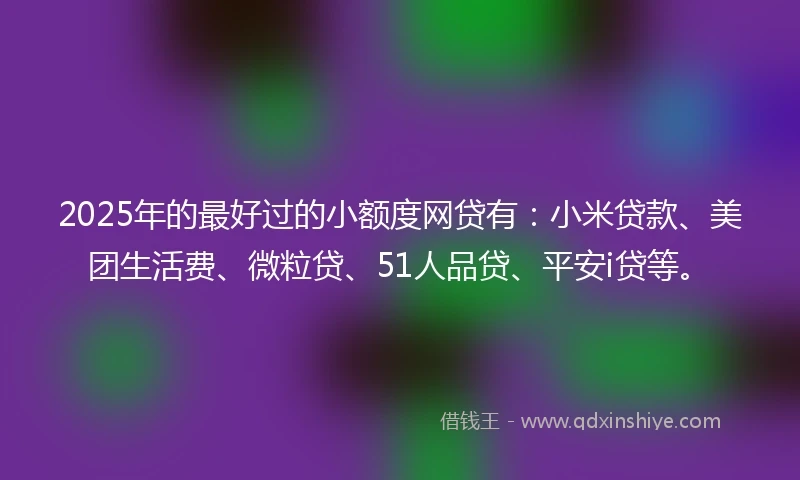 2025年的最好过的小额度网贷有：小米贷款、美团生活费、微粒贷、51人品贷、平安i贷等。
