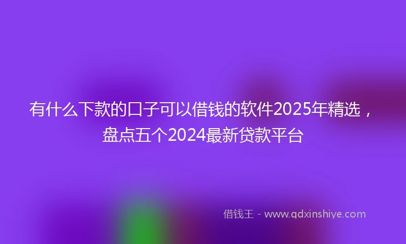 有什么下款的口子可以借钱的软件2025年精选，盘点五个2024最新贷款平台