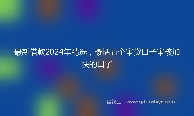 最新借款2024年精选，概括五个审贷口子审核加快的口子
