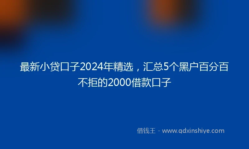 最新小贷口子2024年精选，汇总5个黑户百分百不拒的2000借款口子