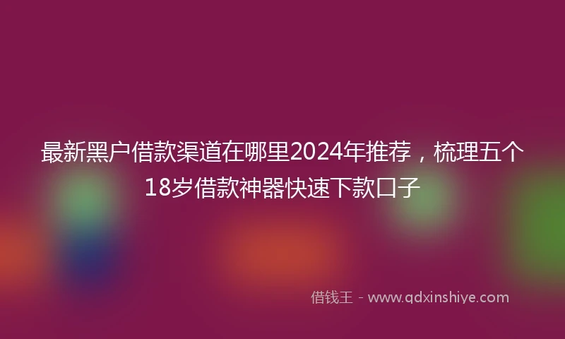 最新黑户借款渠道在哪里2024年推荐，梳理五个18岁借款神器快速下款口子