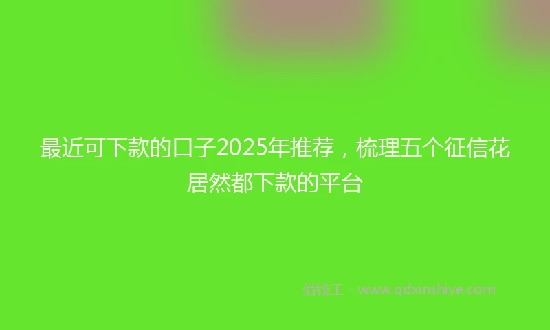 最近可下款的口子2025年推荐，梳理五个征信花居然都下款的平台