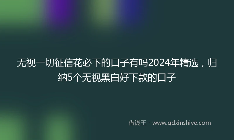 无视一切征信花必下的口子有吗2024年精选，归纳5个无视黑白好下款的口子