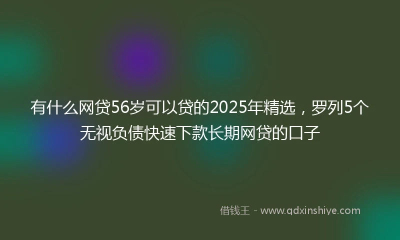 有什么网贷56岁可以贷的2025年精选，罗列5个无视负债快速下款长期网贷的口子