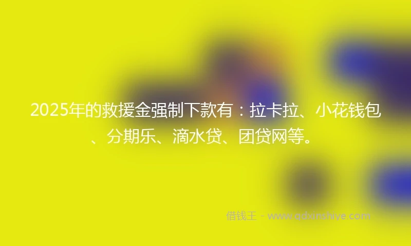 2025年的救援金强制下款有：拉卡拉、小花钱包、分期乐、滴水贷、团贷网等。