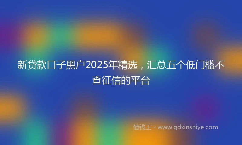 新贷款口子黑户2025年精选，汇总五个低门槛不查征信的平台