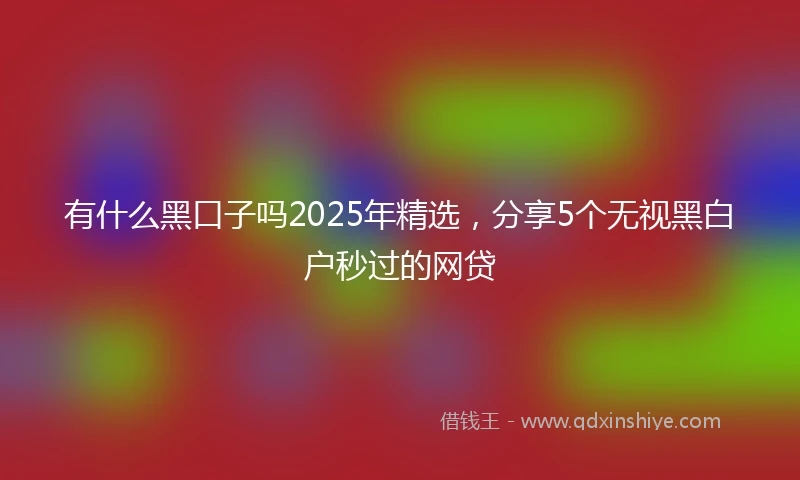 有什么黑口子吗2025年精选，分享5个无视黑白户秒过的网贷