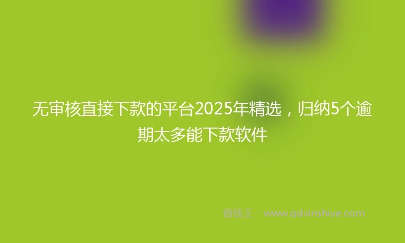 无审核直接下款的平台2025年精选，归纳5个逾期太多能下款软件