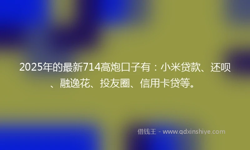 2025年的最新714高炮口子有：小米贷款、还呗、融逸花、投友圈、信用卡贷等。