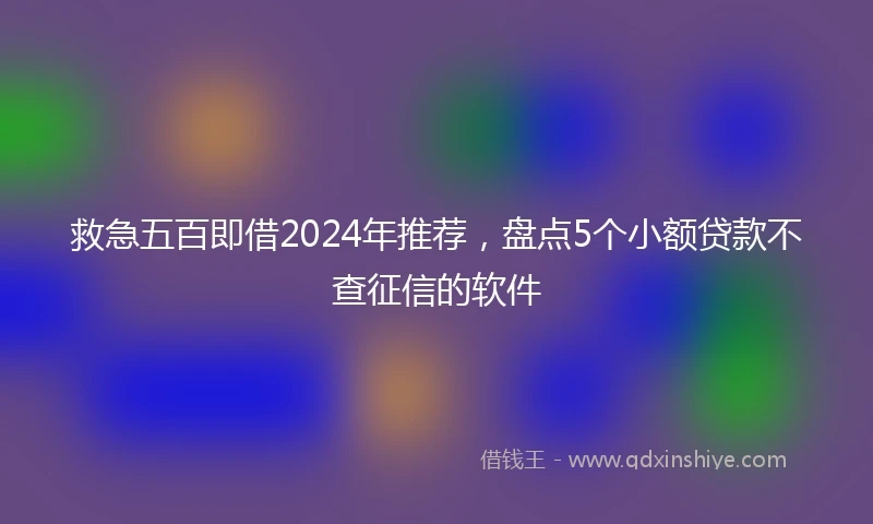 救急五百即借2024年推荐，盘点5个小额贷款不查征信的软件